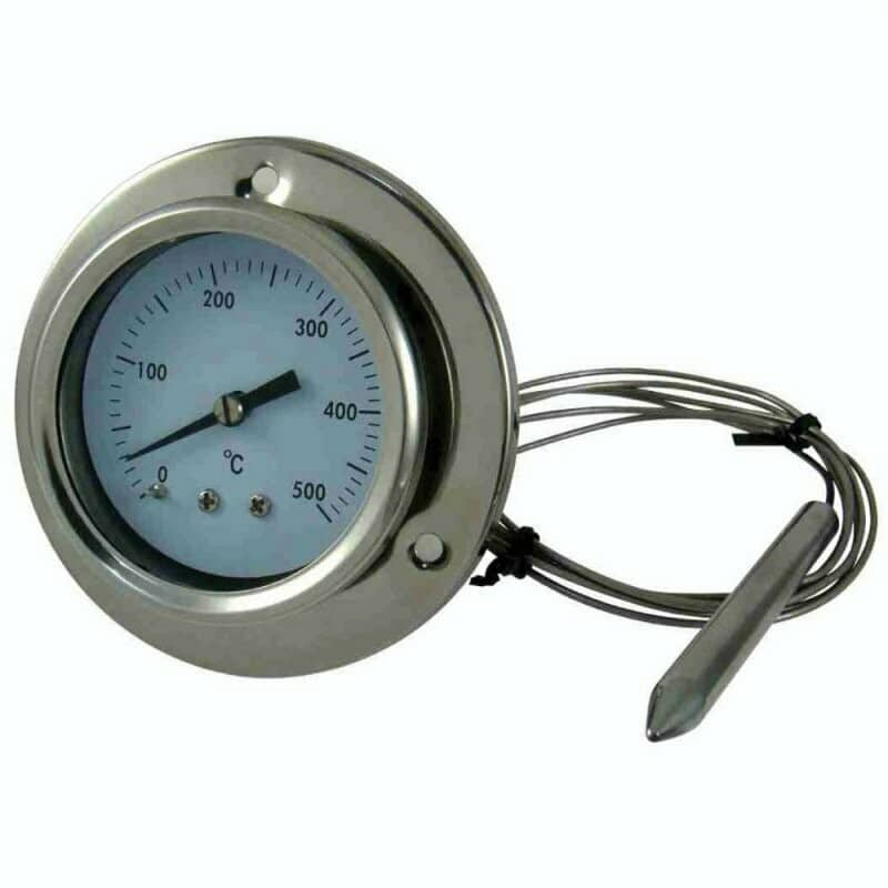 Thermomètre à four inox 500 °C avec sonde flexible et fixation à vis