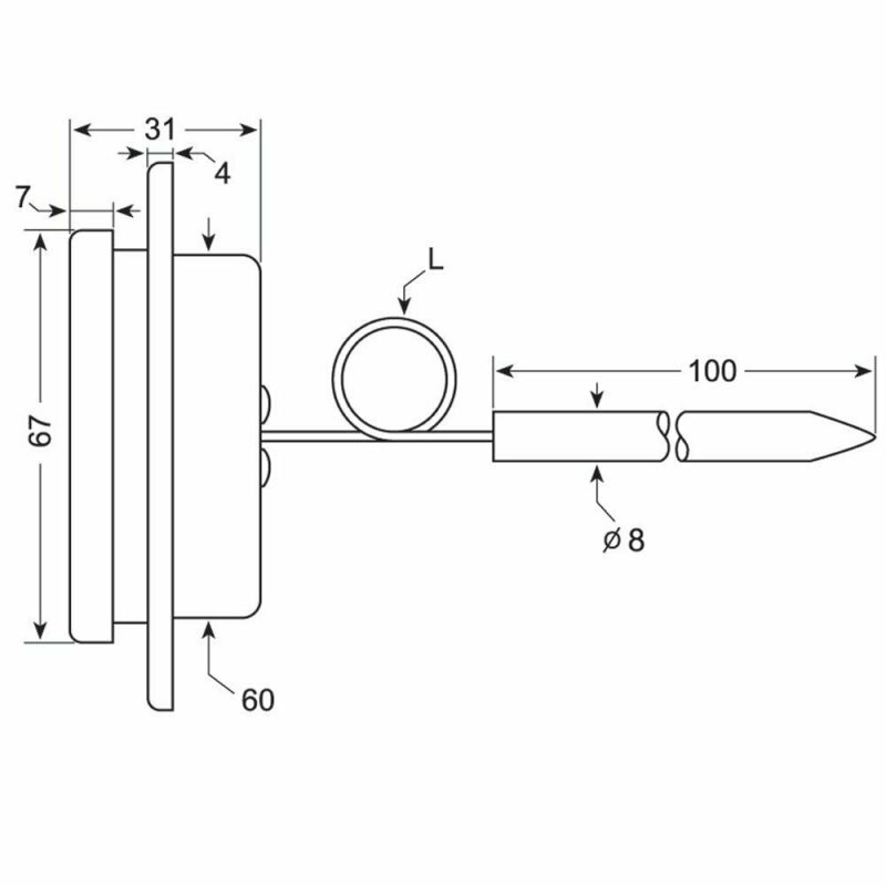 Thermomètre à four inox 500 °C avec sonde flexible et fixation à vis